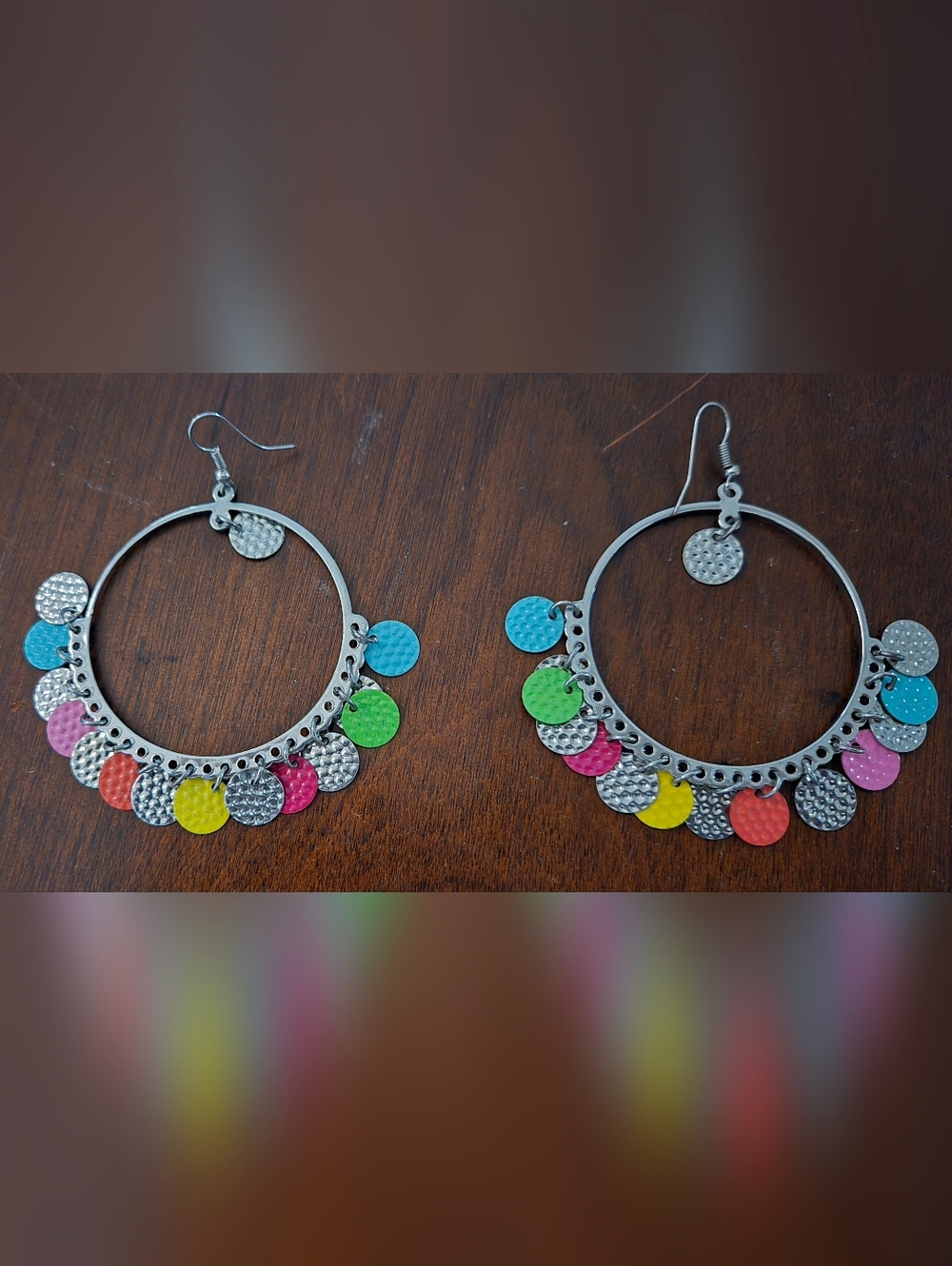 Colorful Disc Hoop Earrings - Multi-Color